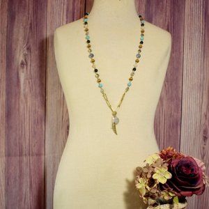 Long Multi Color Beaded Necklace.
